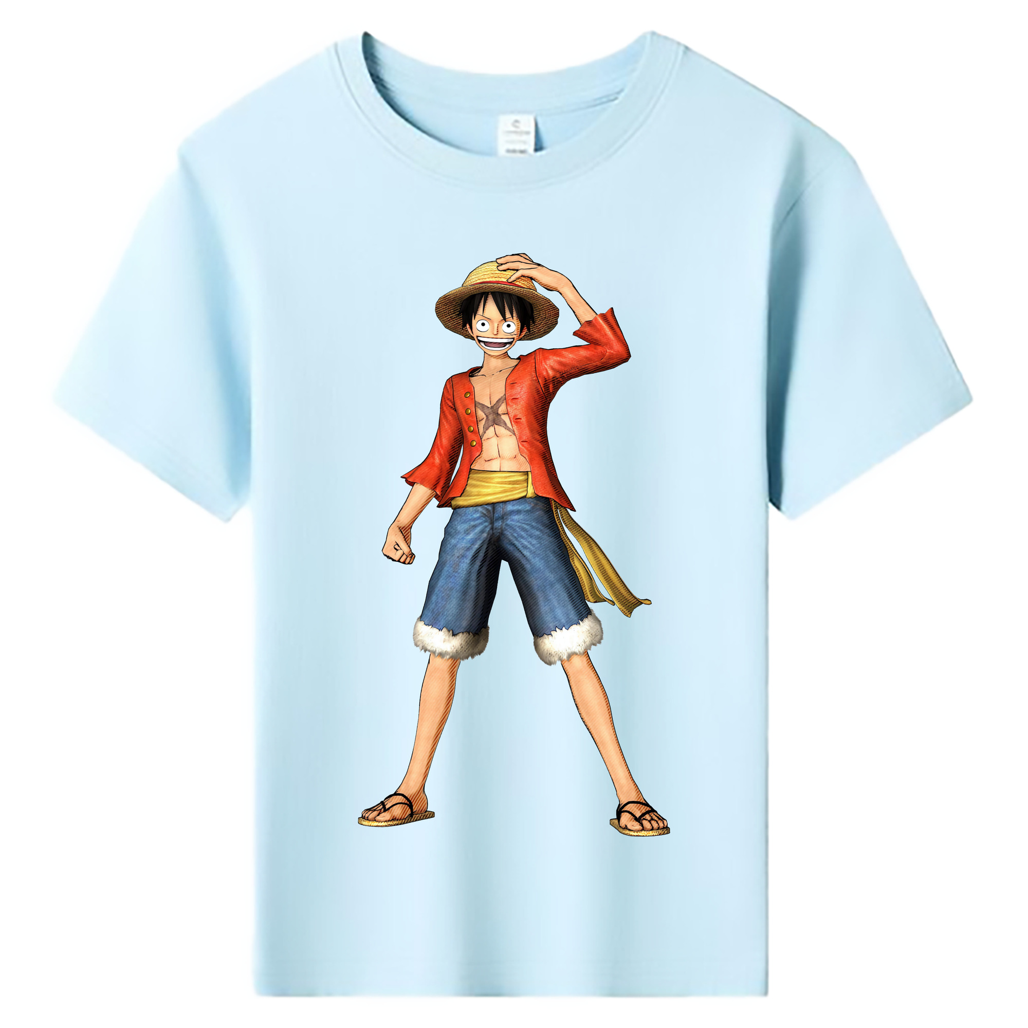 ワンピース モンキー・D・ルフィ ONE PIECE Monkey D. Luffy 綿100％キッズTシャツ（フロントプリント）